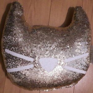 Glitter Cat Face Cushion Pillow